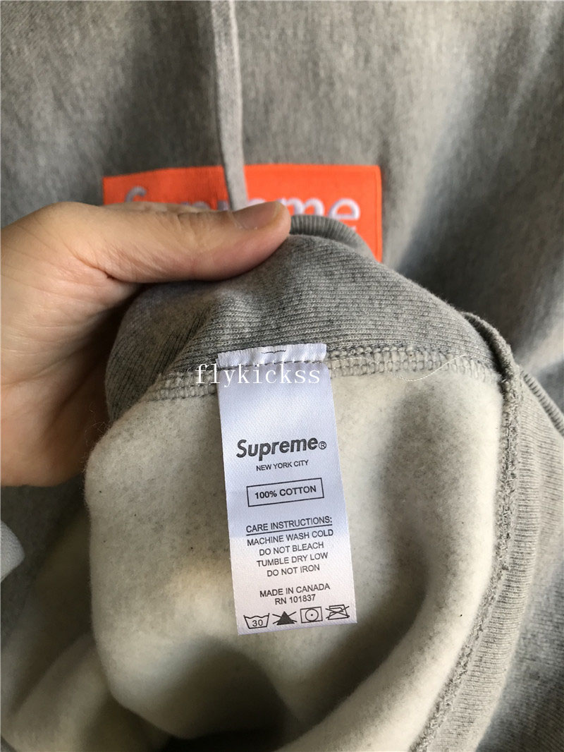 Supreme Grey Hoodie With Orange Box Logo